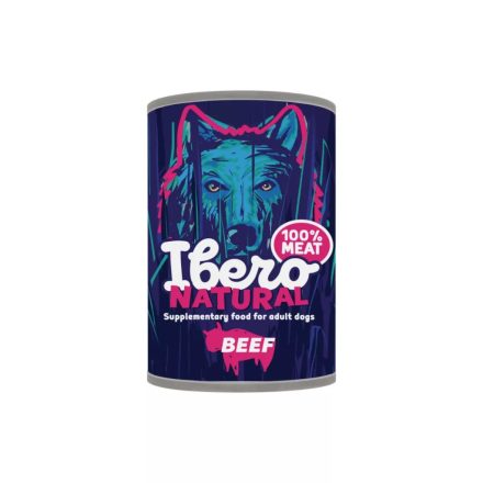 Ibero Natural konzerv felnőtt kutyáknak 100% marhahús 400 gr