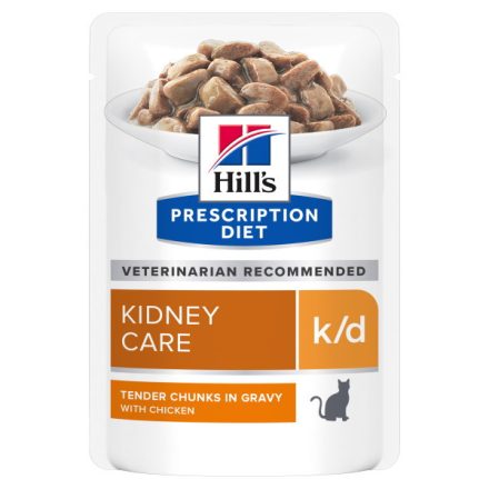 Hill's PD Feline K/D Pouch Chicken 12x85g (vesebeteg cicáknak)
