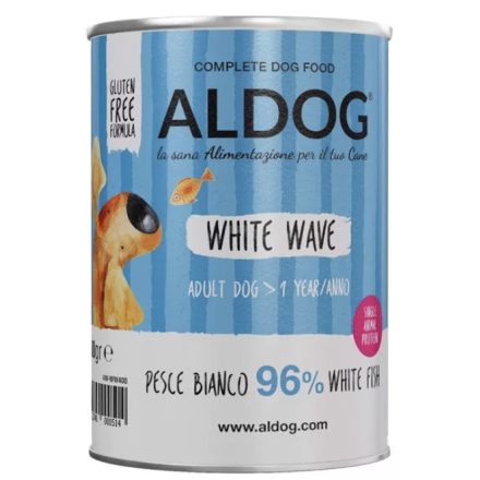 ALDOG® WHITE WAVE – MONOPROTEINES FEHÉRHAL-PÁSTÉTOM FELNŐTT KUTYÁKNAK 400 G