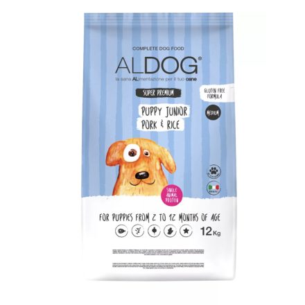 ALDOG PUPPY-JUNIOR PORK HIPOALLERGÉN KUTYATÁP MEDIUM 12 KG