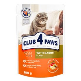   CLUB4PAWS Teljes értékű nedves eledel macskáknak-Nyúlhússal, zselében