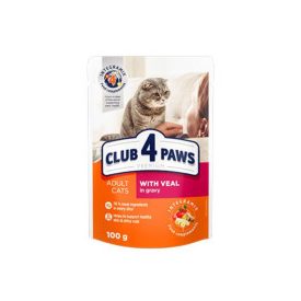   CLUB4PAWS Teljes értékű nedves eledel macskáknak-Borjúhússal, szósszal