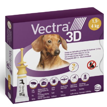 Vectra 3D 1,5 és 4 kg közötti kutyáknak 3 pipetta