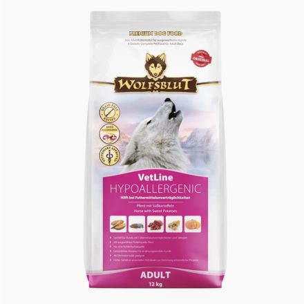 WOLFSBLUT VETLINE HYPOALLERGENIC LÓHÚS SZÁRAZ KUTYATÁP 12 KG