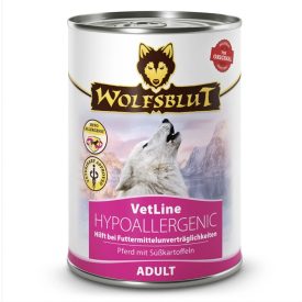   WOLFSBLUT VETLINE HYPOALLERGENIC LÓHÚS KONZERV NEDVES KUTYATÁP 395 G